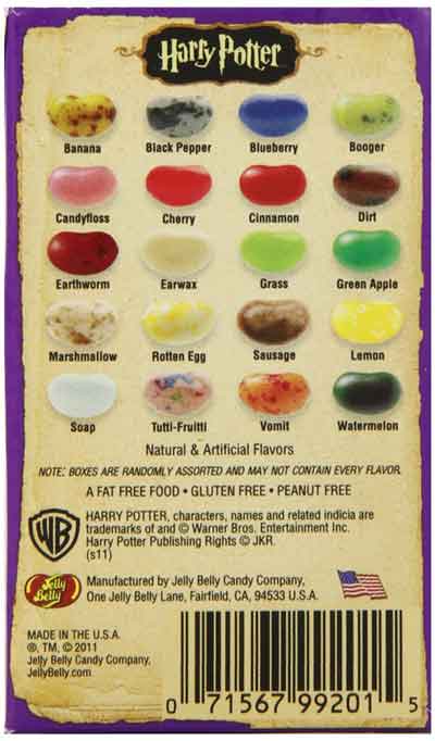 Bertie Bott's Every Flavor Beans Flavors