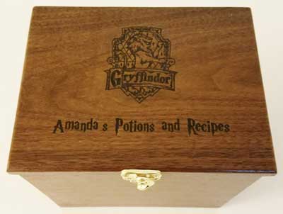 Custom made recipe box inspired by Harry Potter