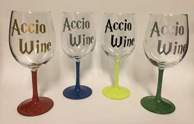 Wine glasses inspired by Harry Potter