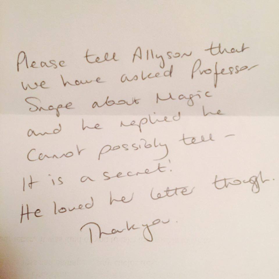 A Letter From Professor Severus Snape