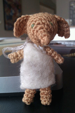 Amigurumi version of Dobby the house elf