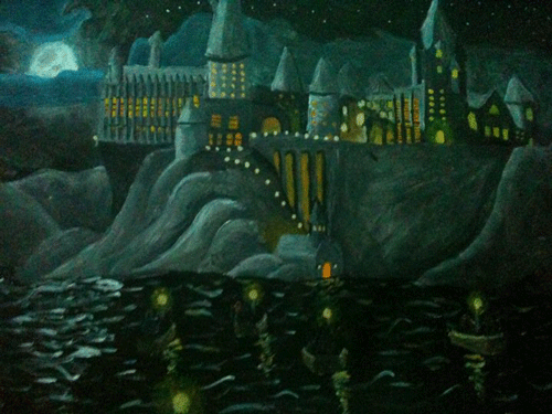 Painting of Hogwarts castle at night. #hp #harrypotter #harrypotterfan #hogwarts #castle