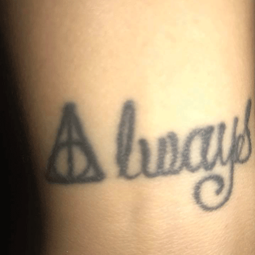 Always tattoo with the Deathly Hallows symbol. #hp #harrypotter #harrypotterfan #always #tattoo