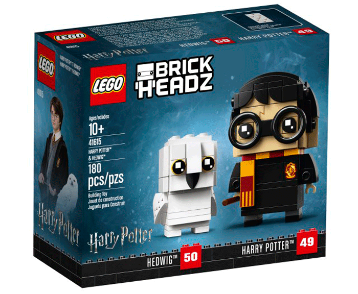 Front cover of the LEGO BrickHeadz of Harry Potter and Hedwig. #hp #harrypotter #potterhead #hedwig #lego #brickheadz