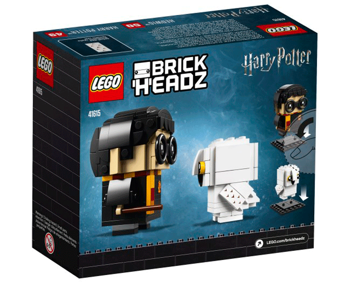 Back cover of the LEGO BrickHeadz of Harry Potter and Hedwig. #hp #harrypotter #potterhead #hedwig #lego #brickheadz