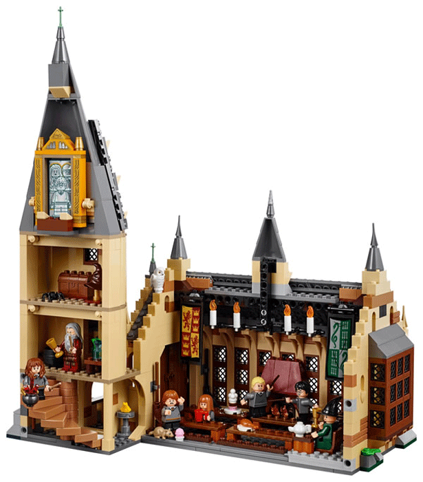 Interior look at the LEGO set of the Hogwarts Great Hall. #hp #harrypotter #lego #hogwarts #greathall