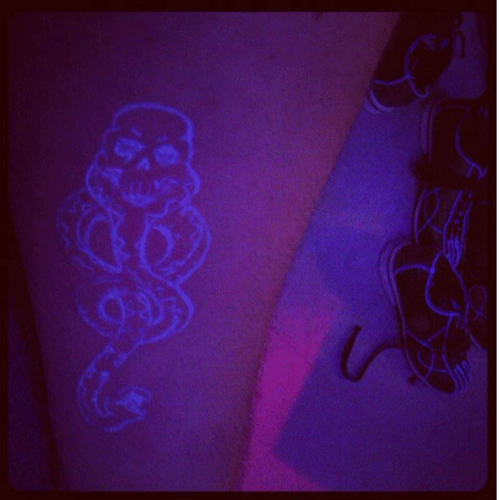 Ultra violet (UV) Dark Mark tattoo for Death Eaters. #hp #harrypotter #darkmark #deatheater #uv #tattoo