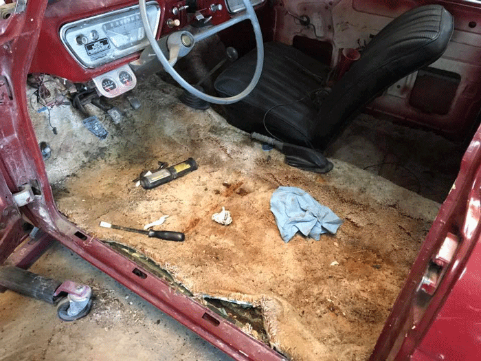 The renovation of the vintage Ford Anglia has begun