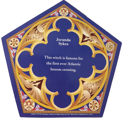 Back of the Jocunda Sykes Chocolate Frog Card