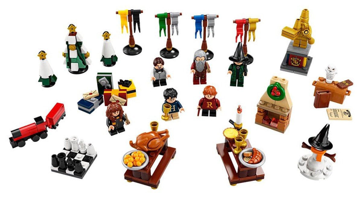 All items included in the LEGO Harry Potter advent calendar, set 75964.