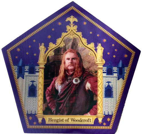 Front of the Hengist of Woodcroft Chocolate Frog Card
