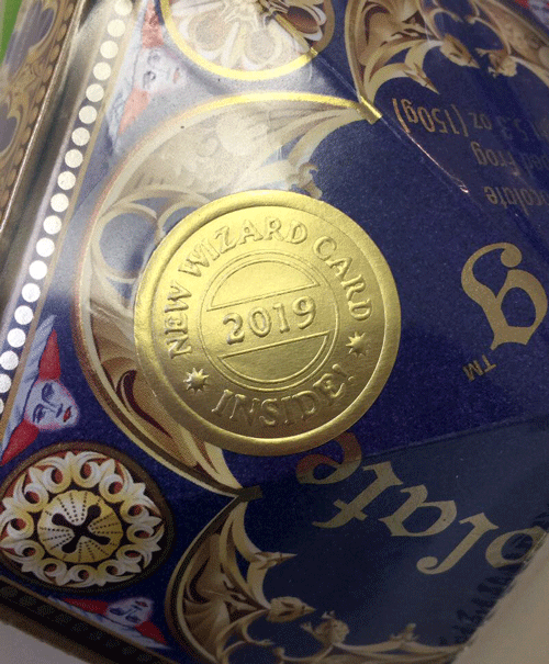 Sticker on a Newly Released Chocolate Frog Card