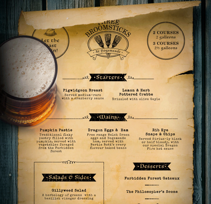 Three Broomsticks Fan Made Menu