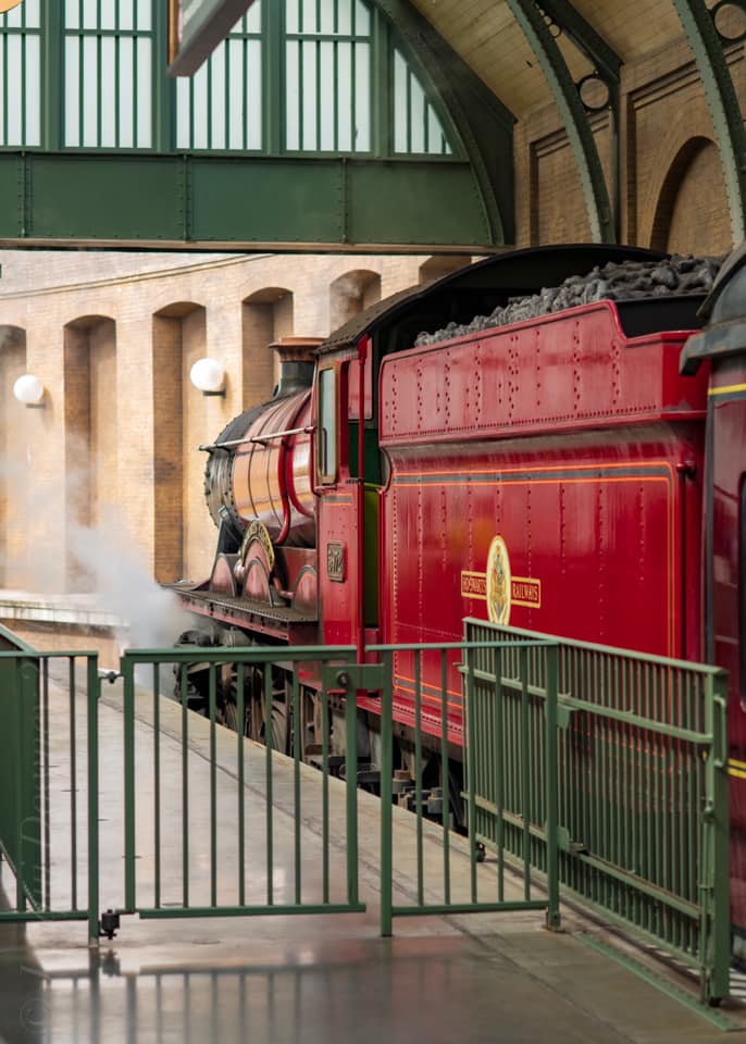 The Hogwarts Express leaving King's Cross Station, on its way to Hogwarts