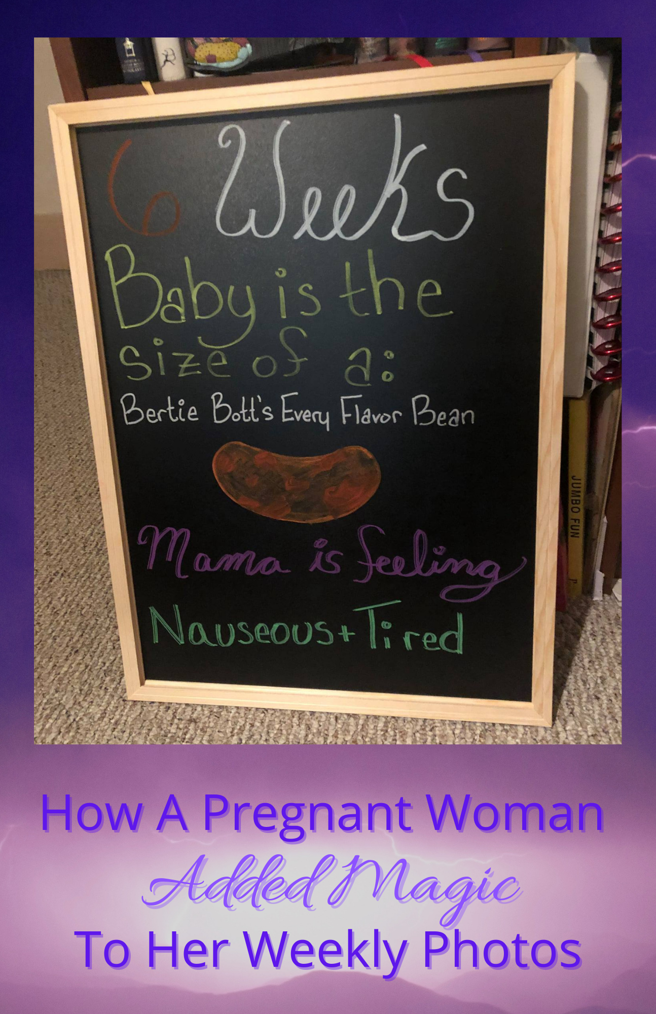 The sign created by a pregnant mom to show how big her baby was for each week of her pregnancy, using Harry Potter references.