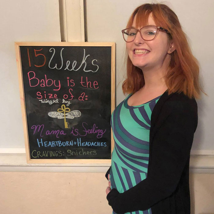 Laura during her 15th week of pregnancy