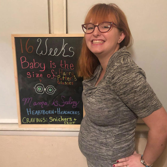 Laura during her 16th week of pregnancy
