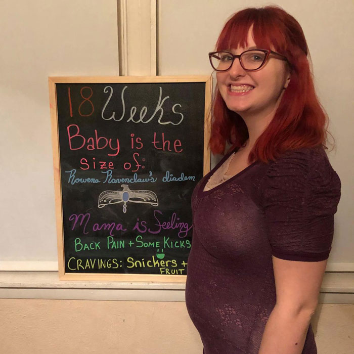 Laura during her 18th week of pregnancy