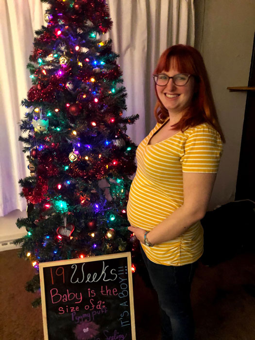 Laura during her 19th week of pregnancy