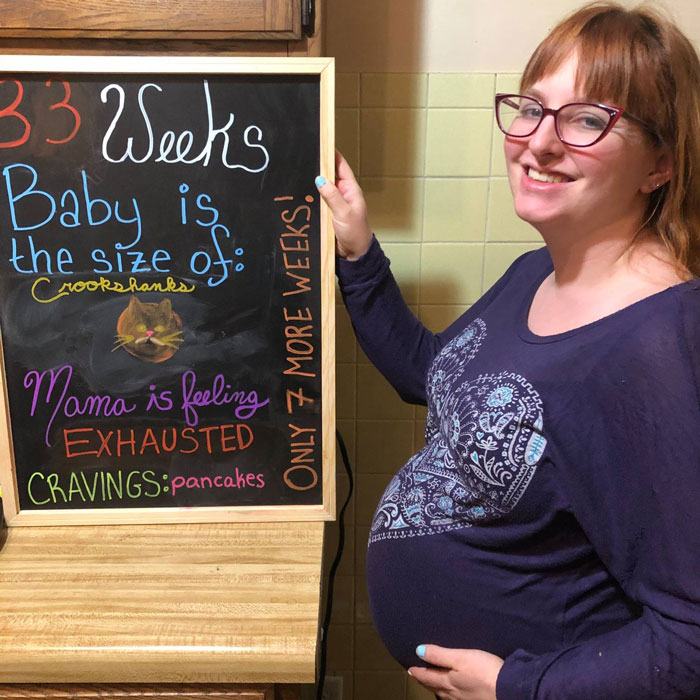 Laura during her 33rd week of pregnancy