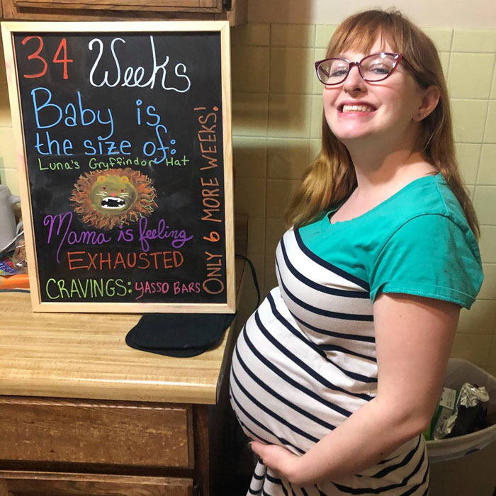 Laura during her 34th week of pregnancy
