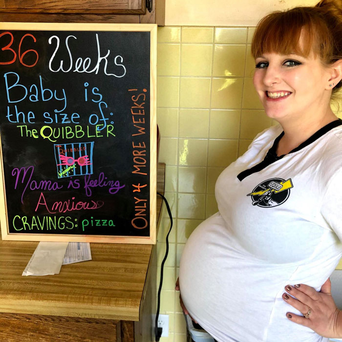 Laura during her 36th week of pregnancy