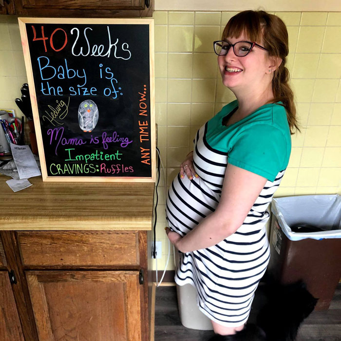 Laura during her 40th week of pregnancy