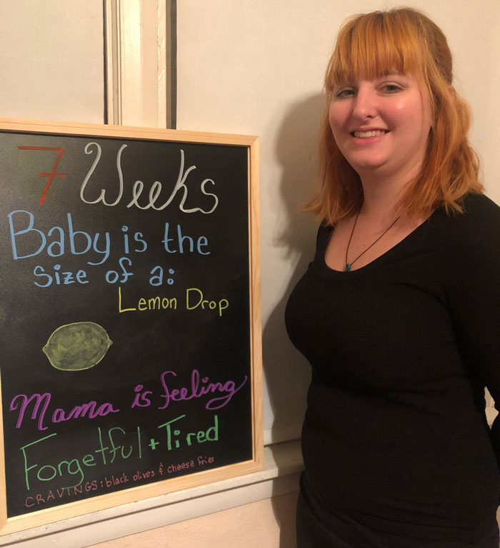 Laura during her 7th week of pregnancy