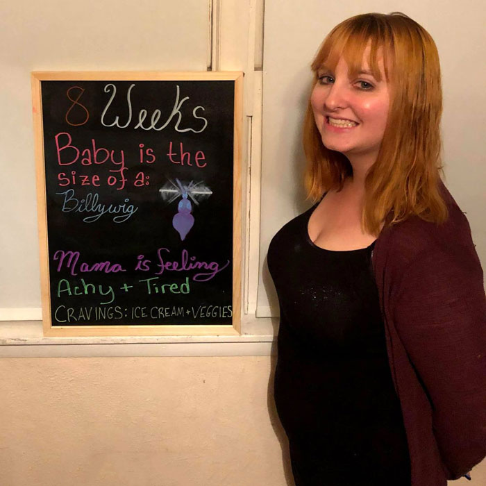 Laura during her 8th week of pregnancy