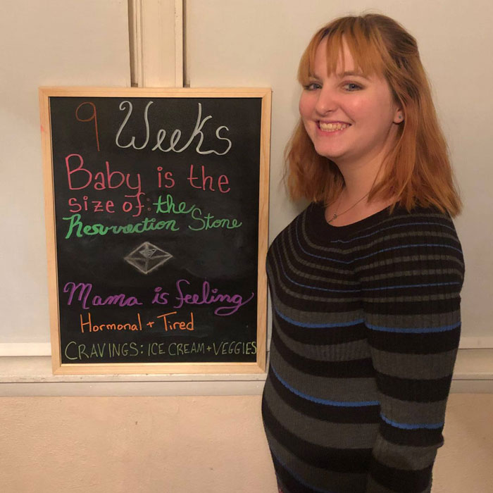 Laura during her 9th week of pregnancy