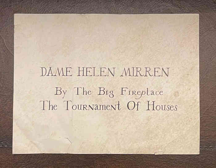 The Front of Dame Helen Mirren's Hogwarts Letter