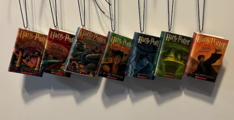 Collection of seven Harry Potter Christmas ornaments